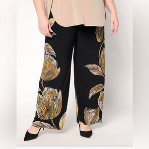 Susan Graver Liquid Knit Pants Sz Large
Tall 34” Black Printed Floral A684103